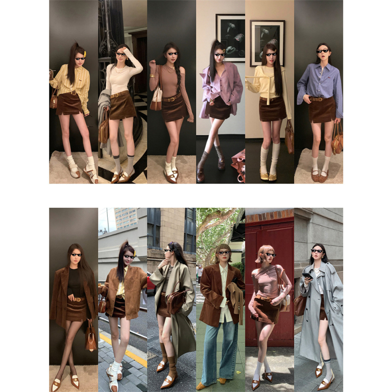 Дамски corduroy костюмно яке, есен 2024, casual свободна кройка, ретро кафяво