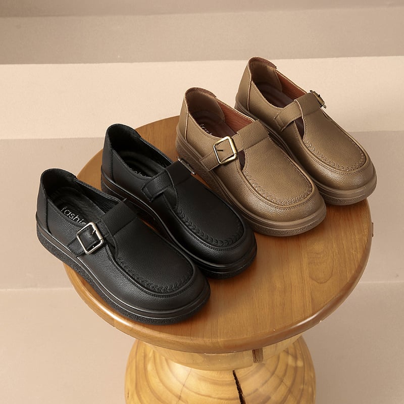Kožni gornji dio slip-on cipela za srednje i starije žene, proljetno-ljetne casual outdoor obuće, niski potpetica, udobne cipele za mamu