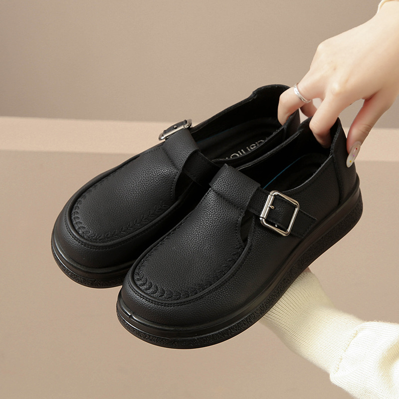 Kožni gornji dio slip-on cipela za srednje i starije žene, proljetno-ljetne casual outdoor obuće, niski potpetica, udobne cipele za mamu