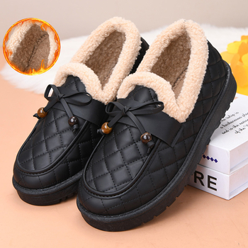 Ženske zimske cipele od pamuka s krznom unutrašnjosti, debeli slip-on loaferi, topli i udobni s ravnom potplatom