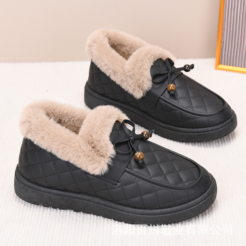 Ženske zimske cipele od pamuka s krznom unutrašnjosti, debeli slip-on loaferi, topli i udobni s ravnom potplatom