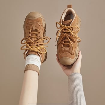 Női Martin csizmák vastag talppal, csúszásmentes, légáteresztő, sivatagi stílusú rövid csizmák, kényelmes és sokoldalú