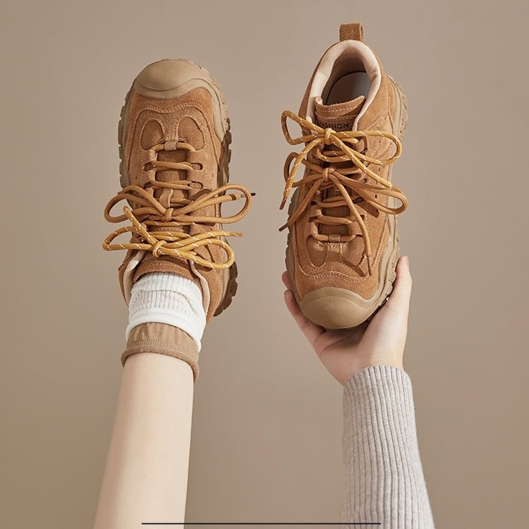 Női Martin csizmák vastag talppal, csúszásmentes, légáteresztő, sivatagi stílusú rövid csizmák, kényelmes és sokoldalú