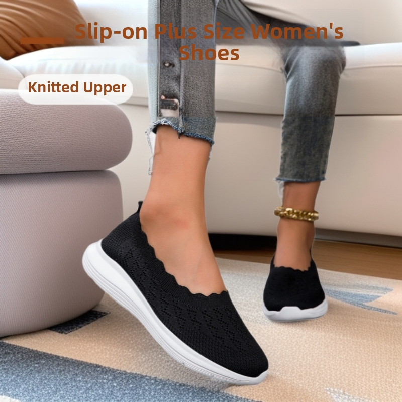 Dámske slip-on topánky s pleteným vrchným dielom, plus veľkosť, voľnočasové