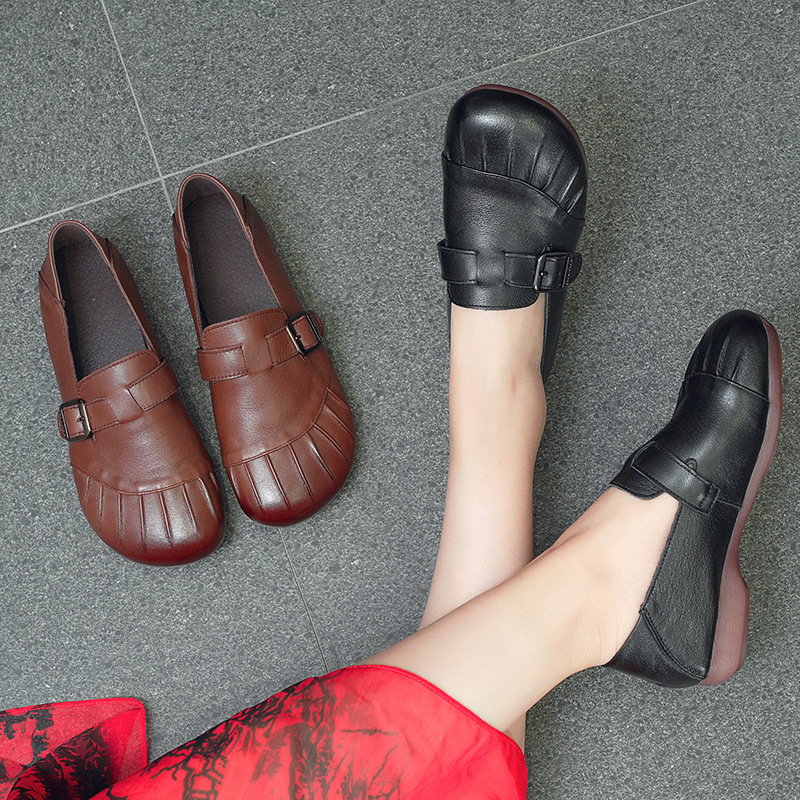 Ženske slip-on cipele od prve kože, mekana potplata, retro stil, protuklizne, svakodnevna upotreba