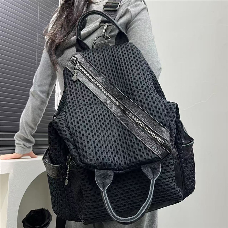 Női hálós paneles hátizsák patchwork dizájnnal, nagy kapacitás