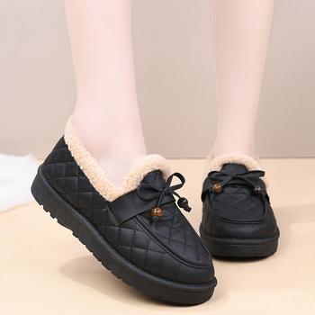 Zimske ženske pamučne cipele, stil starog Pekinga, s flis podstavom, debela mekana potplata, slip-on loaferi, jednobojne