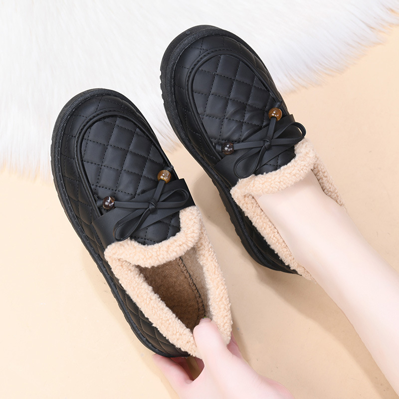 Zimske ženske pamučne cipele, stil starog Pekinga, s flis podstavom, debela mekana potplata, slip-on loaferi, jednobojne