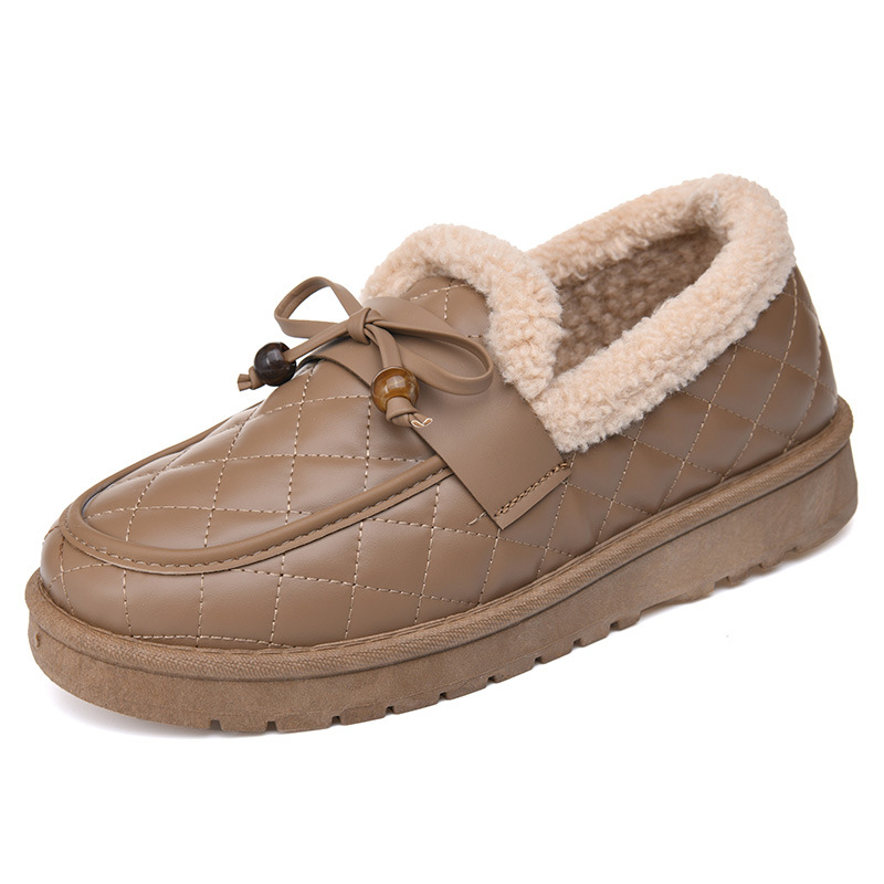 Zimske ženske pamučne cipele, stil starog Pekinga, s flis podstavom, debela mekana potplata, slip-on loaferi, jednobojne