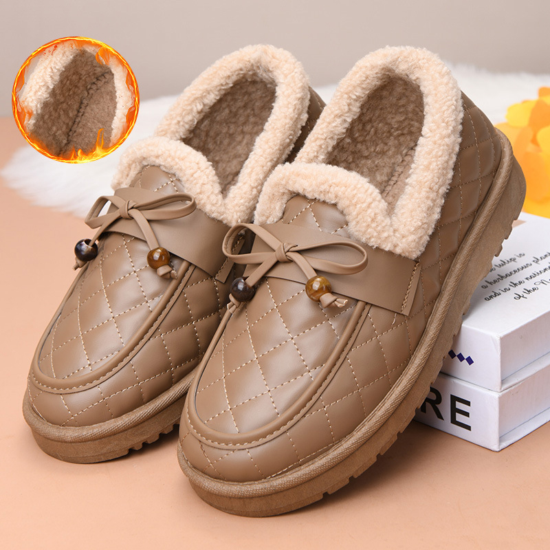 Zimske ženske pamučne cipele, stil starog Pekinga, s flis podstavom, debela mekana potplata, slip-on loaferi, jednobojne