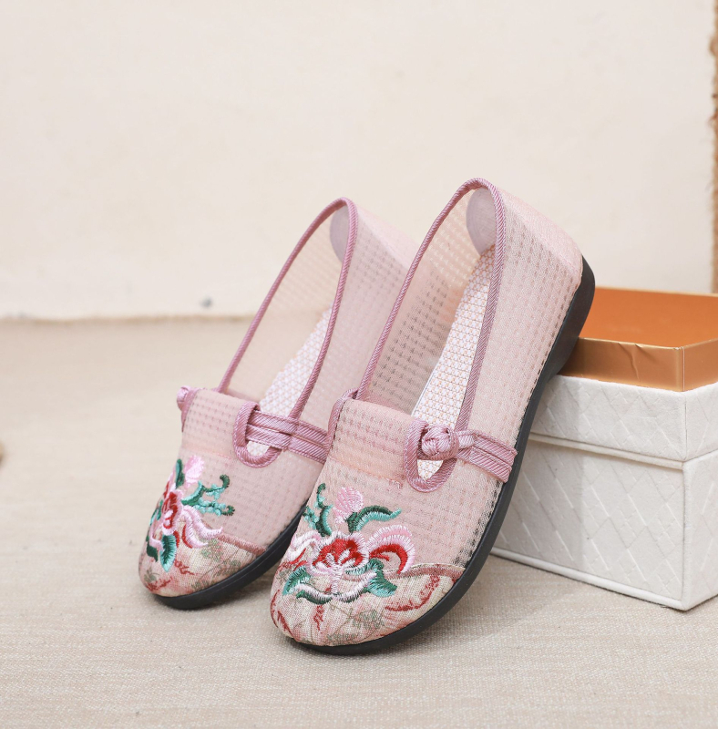Etničkog stila brodirane slip-on cipele, ljetne mrežaste, prozračna, mekana potplata, za žene
