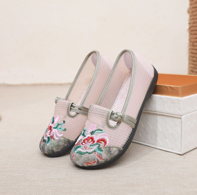 Etničkog stila brodirane slip-on cipele, ljetne mrežaste, prozračna, mekana potplata, za žene