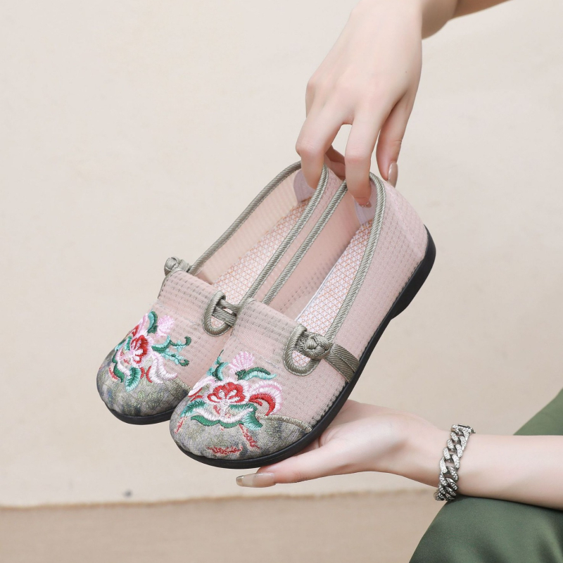 Etničkog stila brodirane slip-on cipele, ljetne mrežaste, prozračna, mekana potplata, za žene