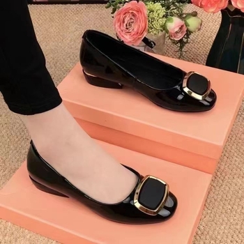 Ženske slip-on loaferice s niskom blok petom, kvadratna kopča, meka koža i potplat, svakodnevna obuća
