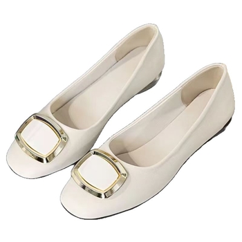 Ženske slip-on loaferice s niskom blok petom, kvadratna kopča, meka koža i potplat, svakodnevna obuća