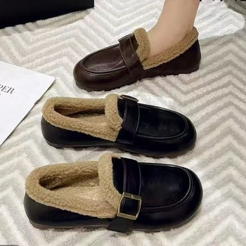 Li Guiren 2025 есенно-зимни пухени slip-on обувки с катарами, топло подплатени памучни обувки