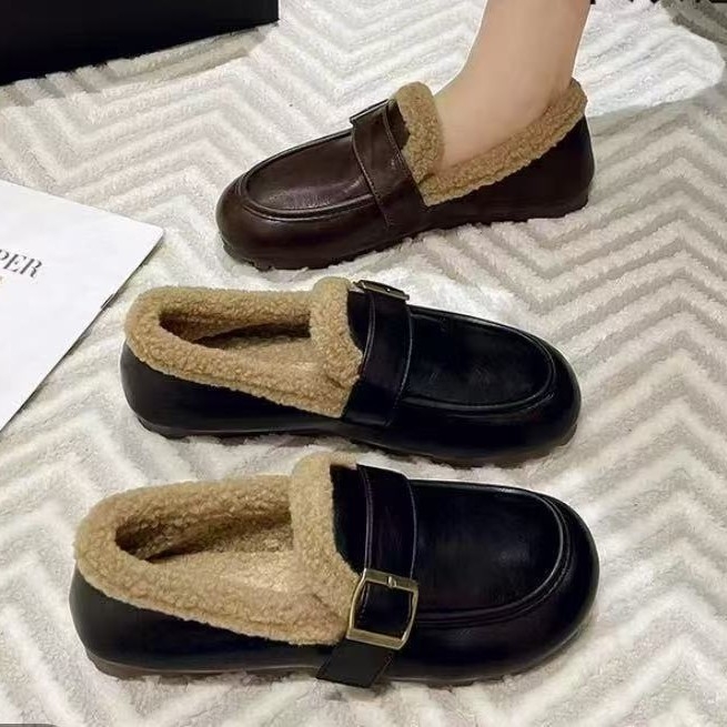 Li Guiren 2025 есенно-зимни пухени slip-on обувки с катарами, топло подплатени памучни обувки