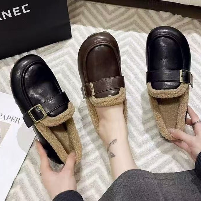 Li Guiren 2025 есенно-зимни пухени slip-on обувки с катарами, топло подплатени памучни обувки