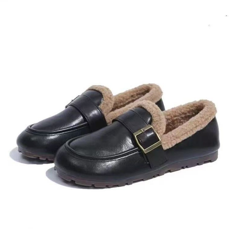 Li Guiren 2025 есенно-зимни пухени slip-on обувки с катарами, топло подплатени памучни обувки