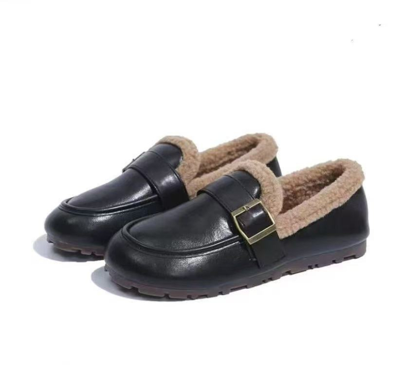 Li Guiren 2025 есенно-зимни пухени slip-on обувки с катарами, топло подплатени памучни обувки