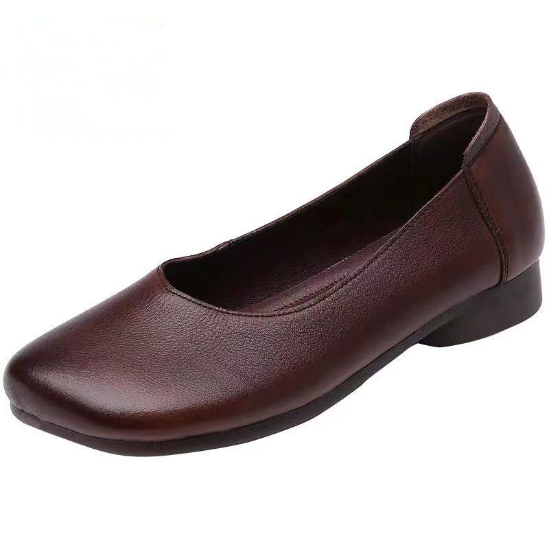 Ženske kožne ravne cipele s mekanim potplatom, velike veličine, retro stil, casual obuća za proljeće