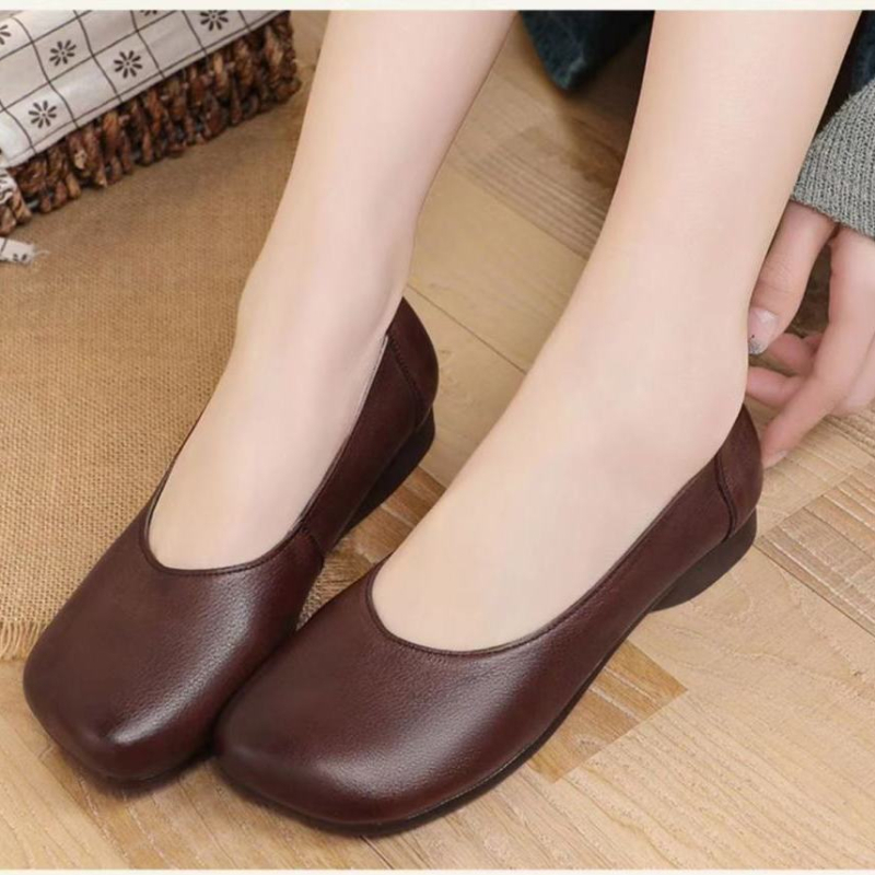 Ženske kožne ravne cipele s mekanim potplatom, velike veličine, retro stil, casual obuća za proljeće