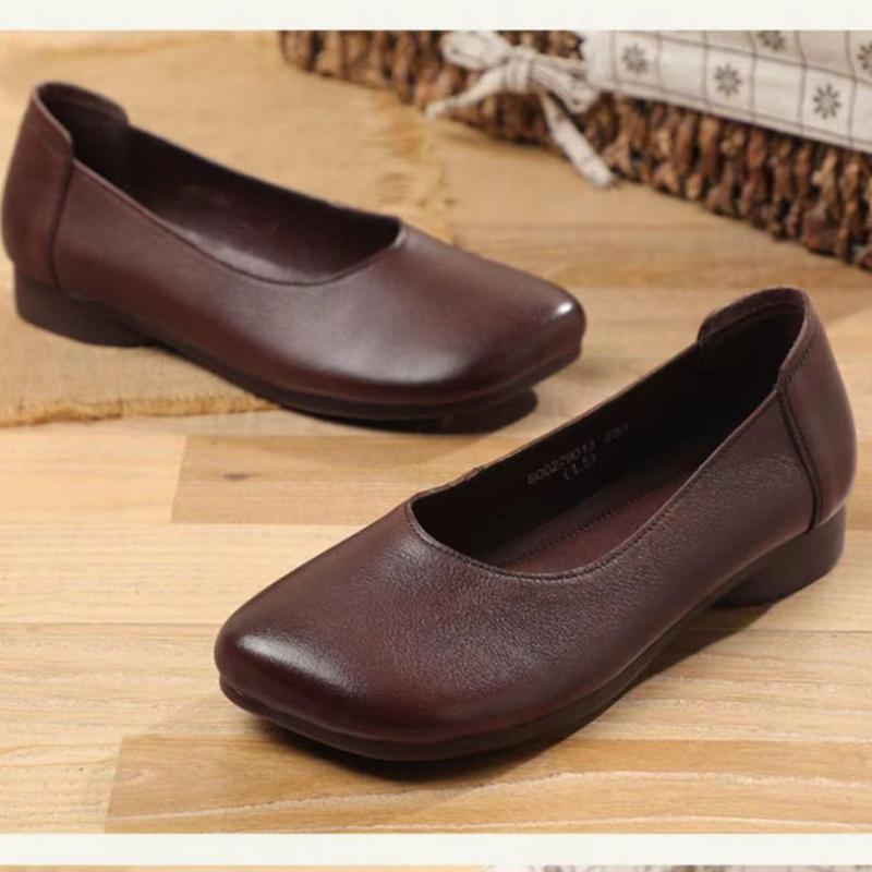 Ženske kožne ravne cipele s mekanim potplatom, velike veličine, retro stil, casual obuća za proljeće