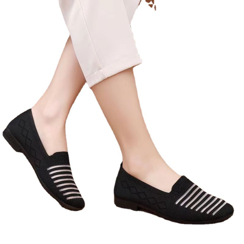 Ženske ljetne slip-on cipele od prozračne mrežaste tkanine, perforirani dizajn, ravna potplata za udoban hod