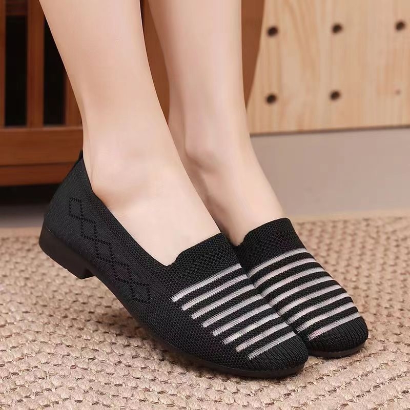 Ženske ljetne slip-on cipele od prozračne mrežaste tkanine, perforirani dizajn, ravna potplata za udoban hod