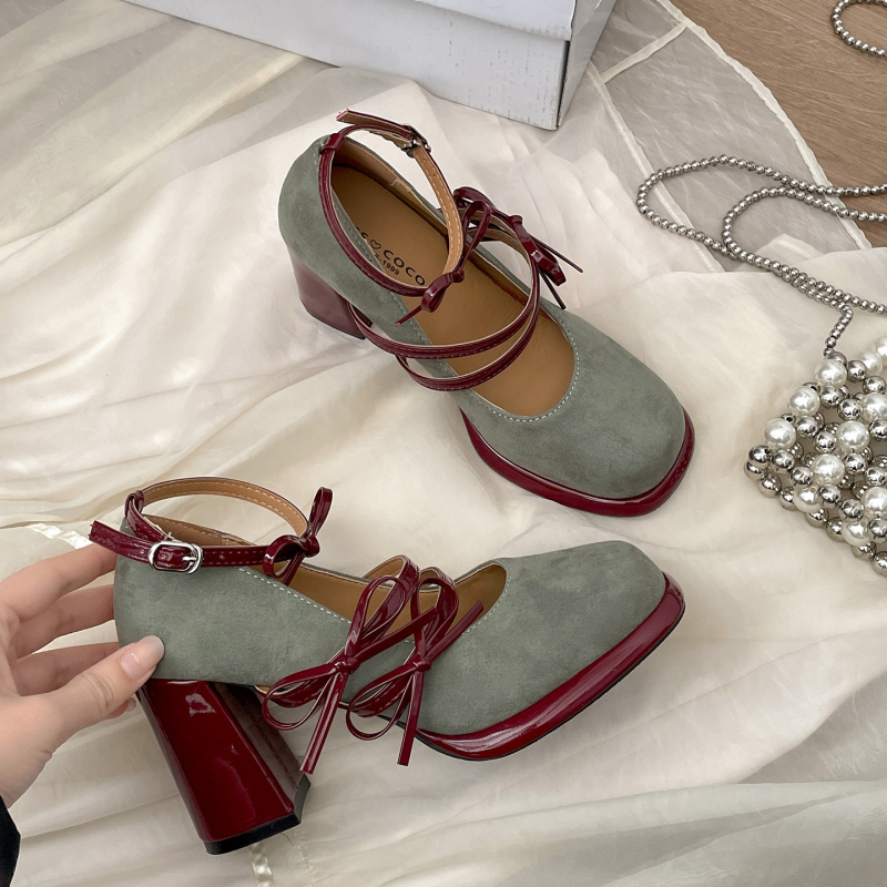 Ženske Mary Jane cipele, kraljevski stil, retro francuski dizajn, debeli pet, plitki otvor prednje časti, model 2025