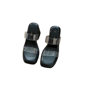 Ženske ljetne prozirne sandale s jednim remenom, debeli potpet 6–8 cm, korejskog stila.