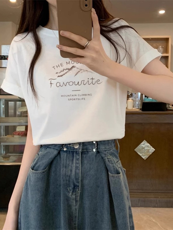 Ženski ljetni pamučni T-shirt kratkih rukava, opuštenog kroja, print anime karikatura, plus veličina