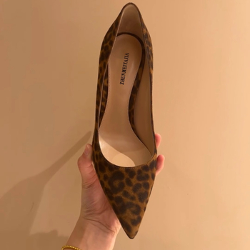 Cipele na visoku petu s francuskog stila i leopard uzorkom, špičast nos, tanak potpetica, 2026 novi model, jednostavan i elegantan, savršeno uz haljinu