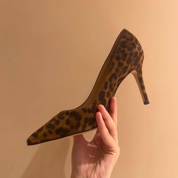 Cipele na visoku petu s francuskog stila i leopard uzorkom, špičast nos, tanak potpetica, 2026 novi model, jednostavan i elegantan, savršeno uz haljinu
