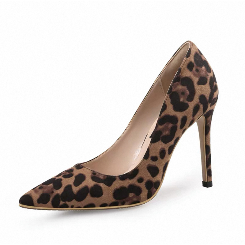 Cipele na visoku petu s francuskog stila i leopard uzorkom, špičast nos, tanak potpetica, 2026 novi model, jednostavan i elegantan, savršeno uz haljinu