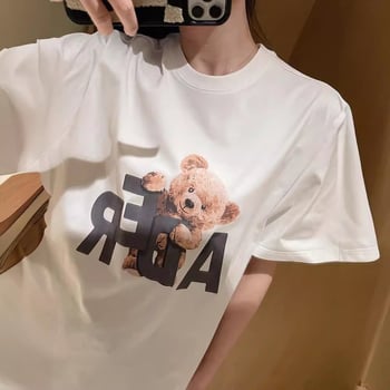 2024 ljetni ženski T-shirt s kratkim rukavima, korejski stil, široki kroj, Harajuku inspiriran, chic Hong Kong stil, okrugli izrez, udoban pulover