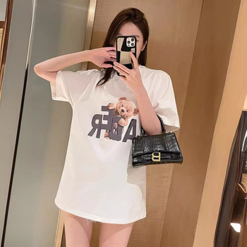 2024 ljetni ženski T-shirt s kratkim rukavima, korejski stil, široki kroj, Harajuku inspiriran, chic Hong Kong stil, okrugli izrez, udoban pulover