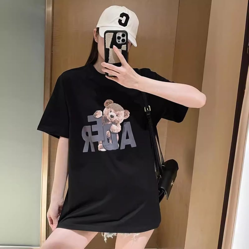 2024 ljetni ženski T-shirt s kratkim rukavima, korejski stil, široki kroj, Harajuku inspiriran, chic Hong Kong stil, okrugli izrez, udoban pulover