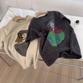 Ženski T‑shirt s kratkim rukavima s printom crtića, unutarnji flis, korejski stil, udoban kroj, proljeće 2025.
