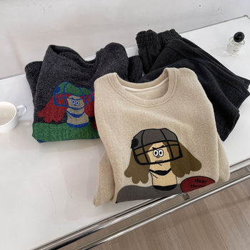 Ženski T‑shirt s kratkim rukavima s printom crtića, unutarnji flis, korejski stil, udoban kroj, proljeće 2025.