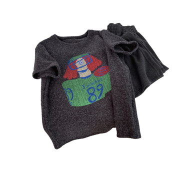 Ženski T‑shirt s kratkim rukavima s printom crtića, unutarnji flis, korejski stil, udoban kroj, proljeće 2025.