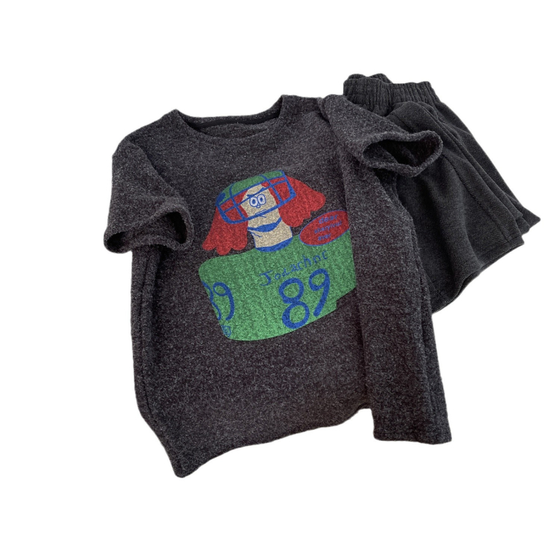 Ženski T‑shirt s kratkim rukavima s printom crtića, unutarnji flis, korejski stil, udoban kroj, proljeće 2025.