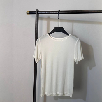 Ženski T-shirt od Tencel Lyocell lana, retro, kratki rukavi, uski kroj, okrugli izrez