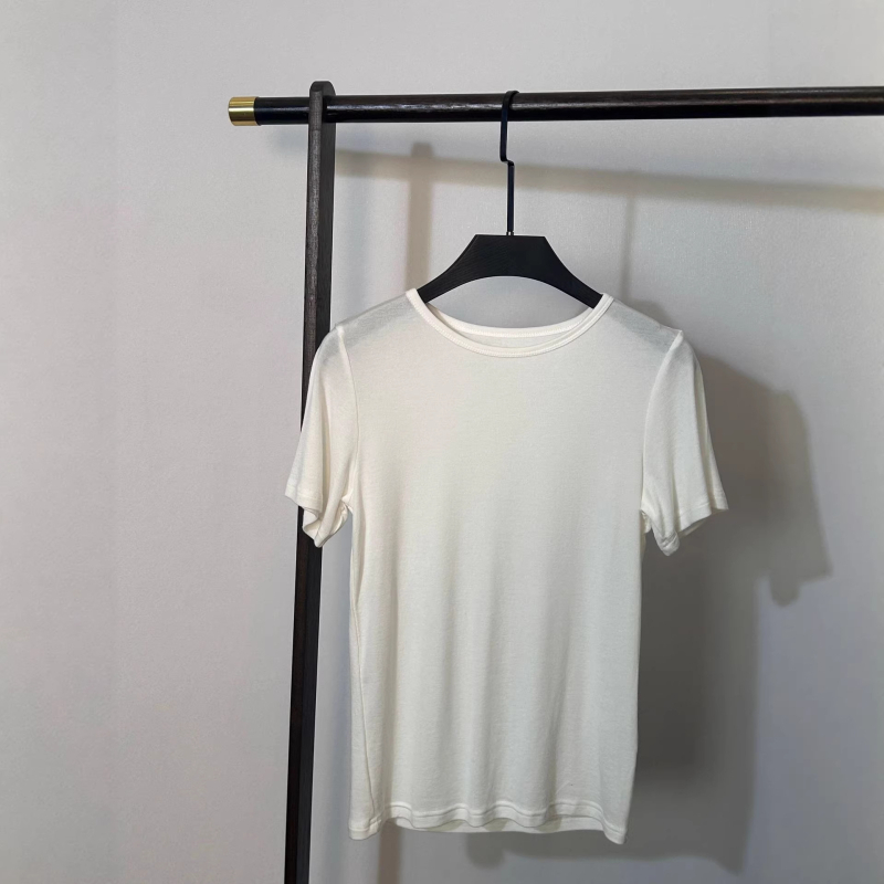 Ženski T-shirt od Tencel Lyocell lana, retro, kratki rukavi, uski kroj, okrugli izrez