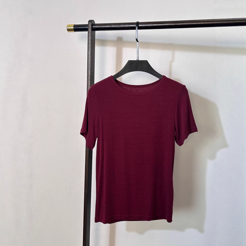 Ženski T-shirt od Tencel Lyocell lana, retro, kratki rukavi, uski kroj, okrugli izrez