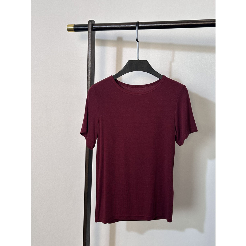 Ženski T-shirt od Tencel Lyocell lana, retro, kratki rukavi, uski kroj, okrugli izrez