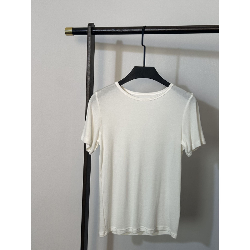 Ženski T-shirt od Tencel Lyocell lana, retro, kratki rukavi, uski kroj, okrugli izrez