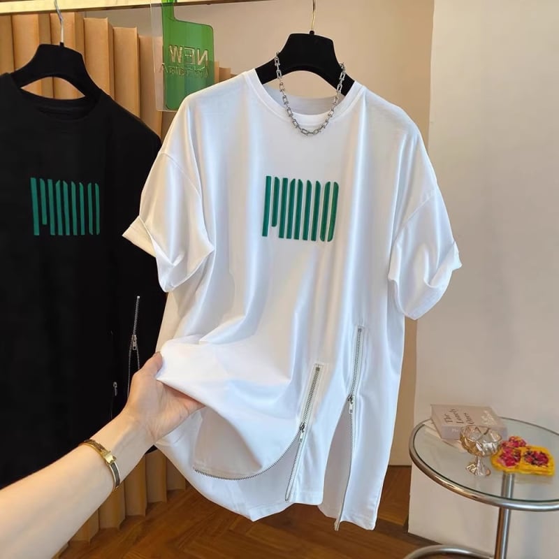 2026 ljeto, oversize ženski T-shirt s kratkim rukavima, zatvarač na donjem rubu i otvor, opuštena silueta, dojam luksuza