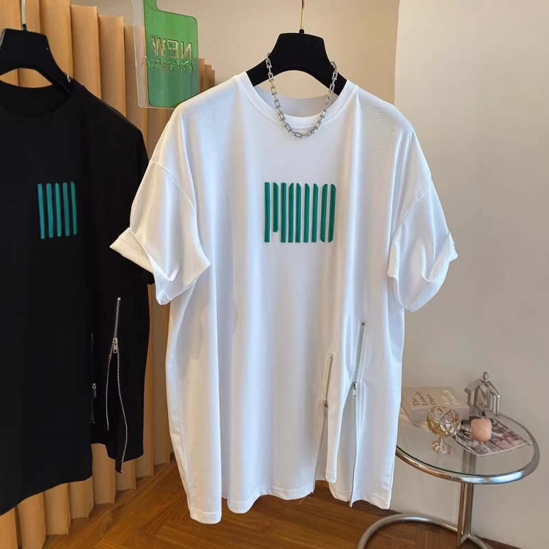 2026 ljeto, oversize ženski T-shirt s kratkim rukavima, zatvarač na donjem rubu i otvor, opuštena silueta, dojam luksuza