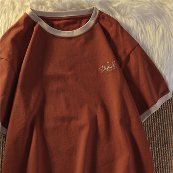 Ženski pamukasti T-shirt kratkih rukava za ljeto, retro stil, studentski izgled, svestran chic top japanskog i korejskog stila
